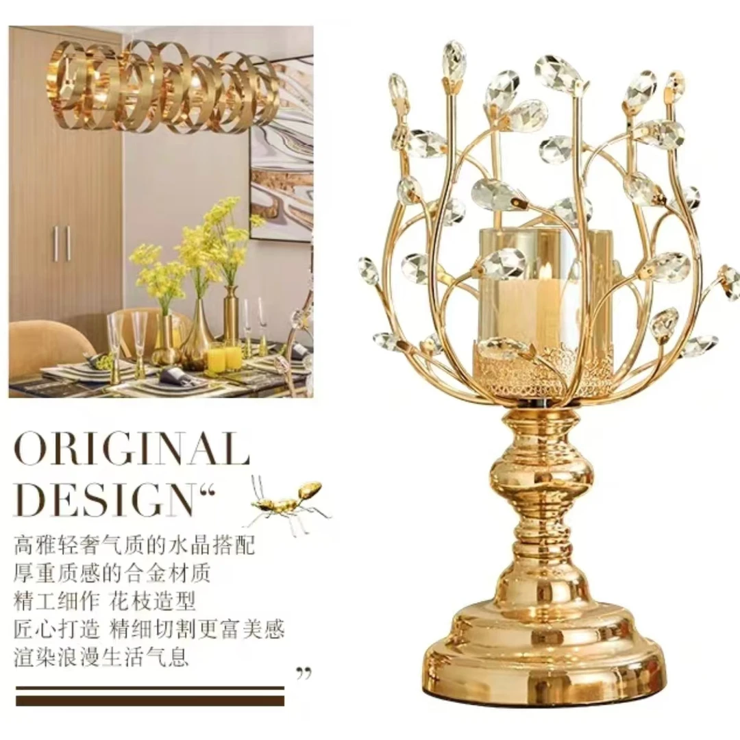 欧式高档水晶蜡烛台浪漫氛围摆件