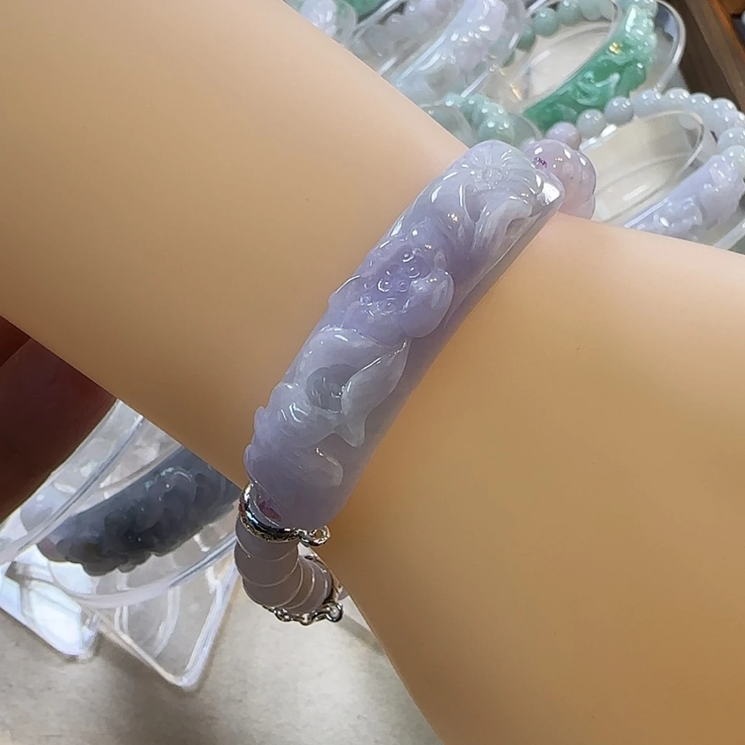 翡翠未镶嵌颈饰手牌胭脂紫