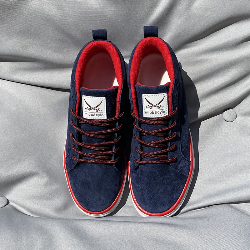 美式男款板鞋海盗系列蓝色男鞋废土风休闲鞋全麂皮复古潮鞋男款鞋