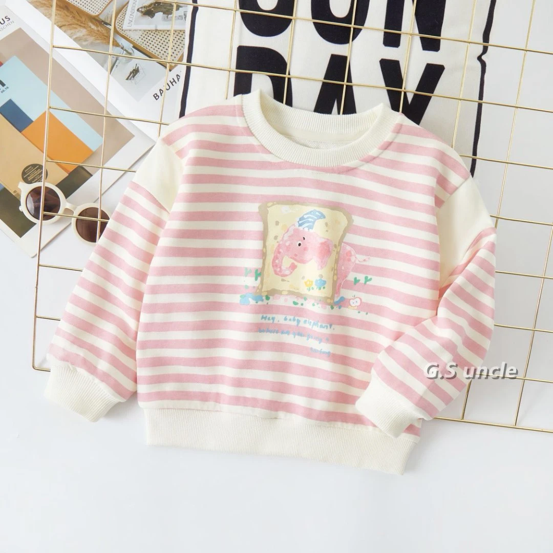1【可可小姐】H25052儿童春款女宝条纹T恤洋气韩版女童时尚