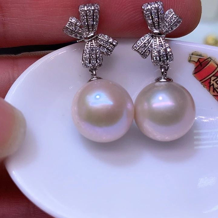 银S925镶嵌耳饰淡水珍珠