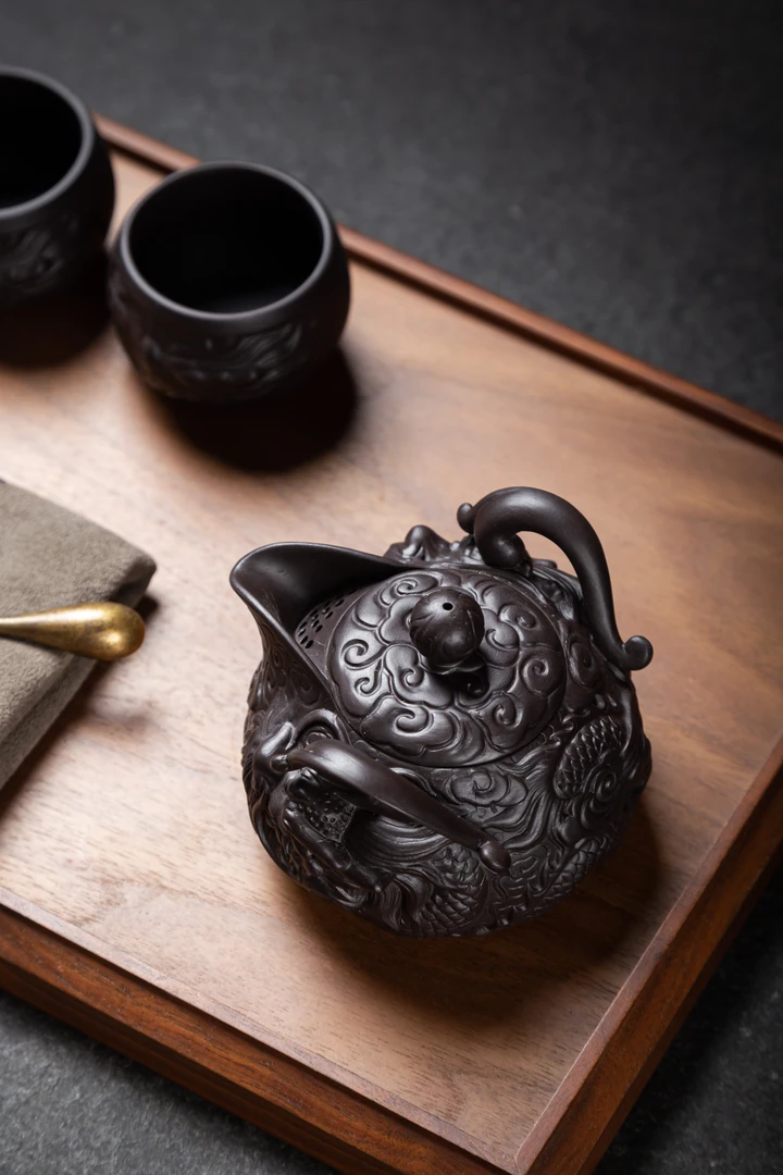 深井老紫泥泡茶专用单个手抓壶复古手工功夫茶具茶杯1