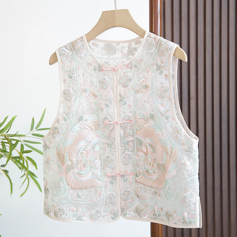 新中式国风马甲薄款背心无袖重工刺绣外搭中式坎肩无袖马夹010