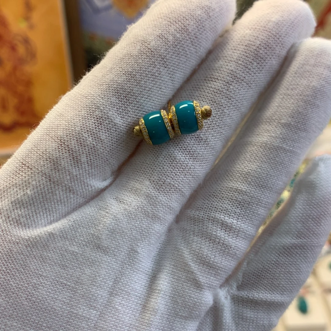 绿松石18K金镶嵌珠宝奇石