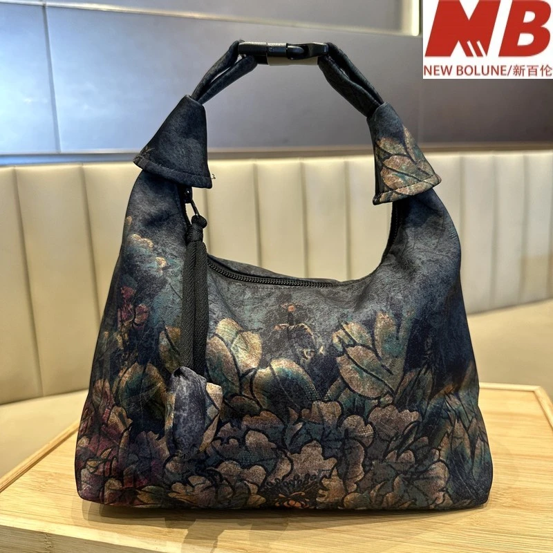 新百伦【官方正品】香云纱包包女国风单肩包斜挎包手拎托特包中年