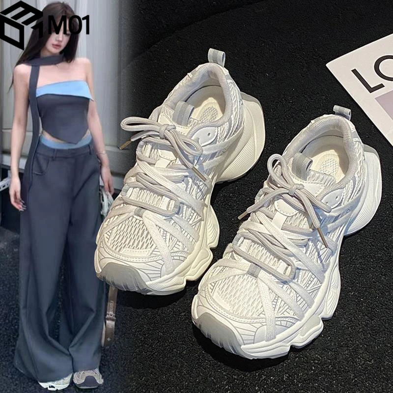 M01厚底巴黎老爹鞋女2025新款秋季透气网面休闲运动跑步鞋潮流
