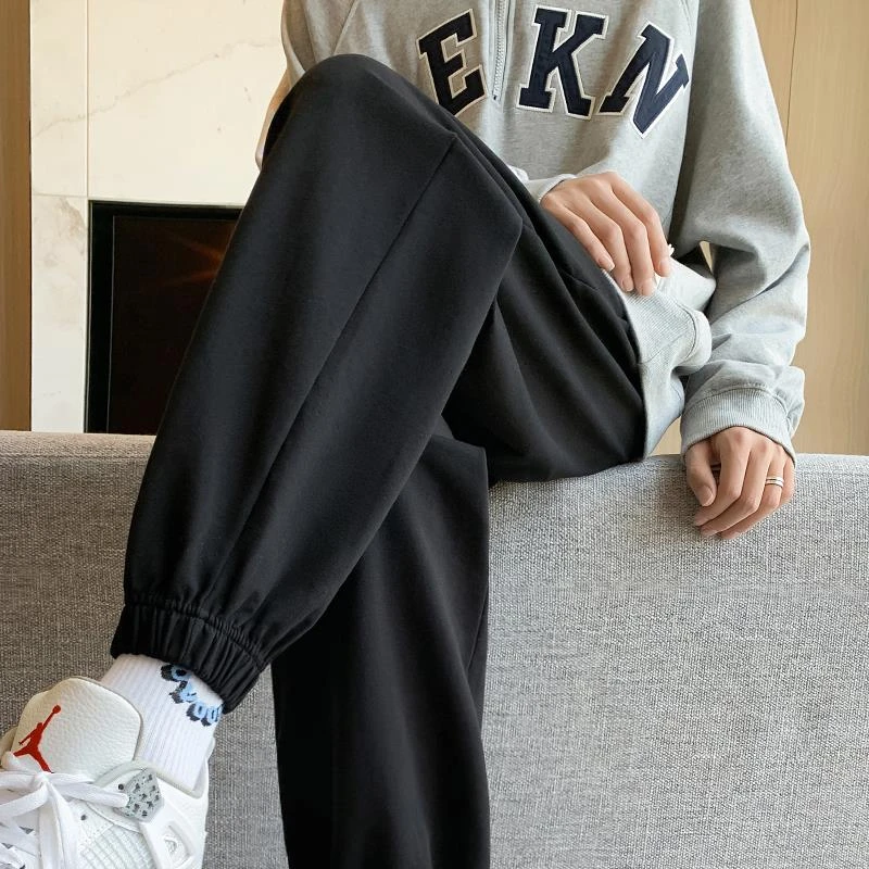 运动裤男夏季宽松休闲裤男士爆款束脚裤黑色男裤春秋款舒适卫裤