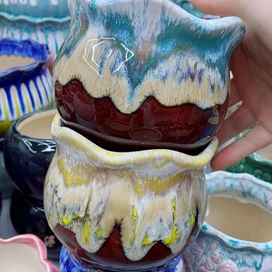 多肉绿植陶瓷花盆9.9包邮，有空