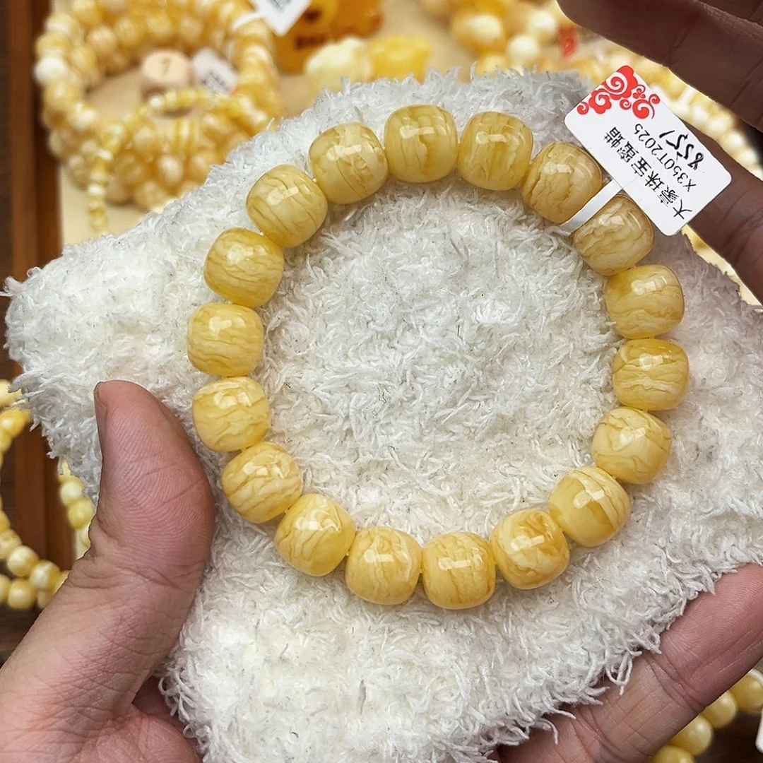 宁***远蜜蜡未镶嵌手串同料虎皮千层12mm