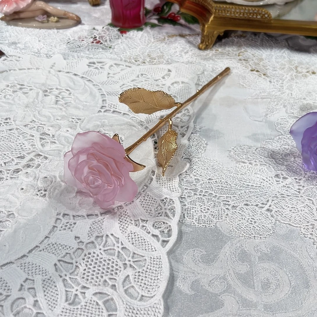 陶瓷脱蜡水晶➕铜玫瑰花一只