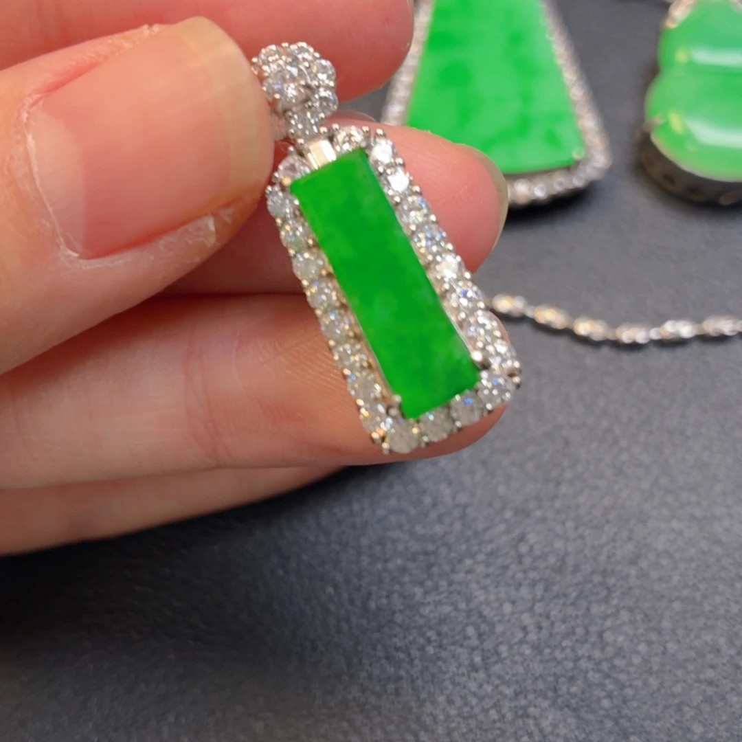 翡翠银S925镶嵌吊坠(不含链)