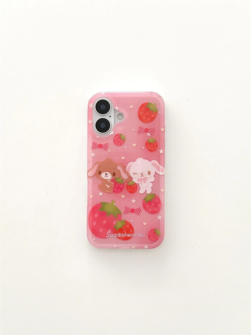粉底草莓适用苹果17Promax手机壳15/14/13vivo华为oppo小米15防摔