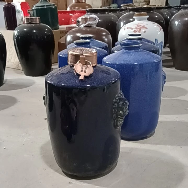 瓷片5斤酒坛带金属盖一个