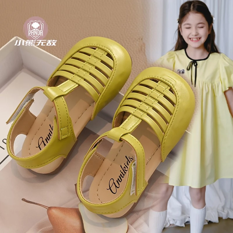 儿童罗马凉鞋2025春夏季森系女宝软底凉鞋包头韩版女童镂空公主鞋