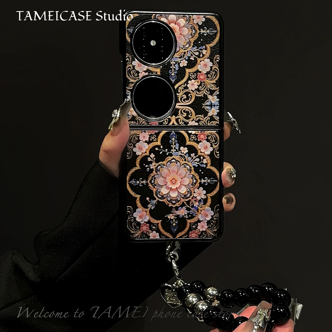 适用华为pocket2手机壳羊皮折叠屏FINDN3FLIP福运梅花2024高级感