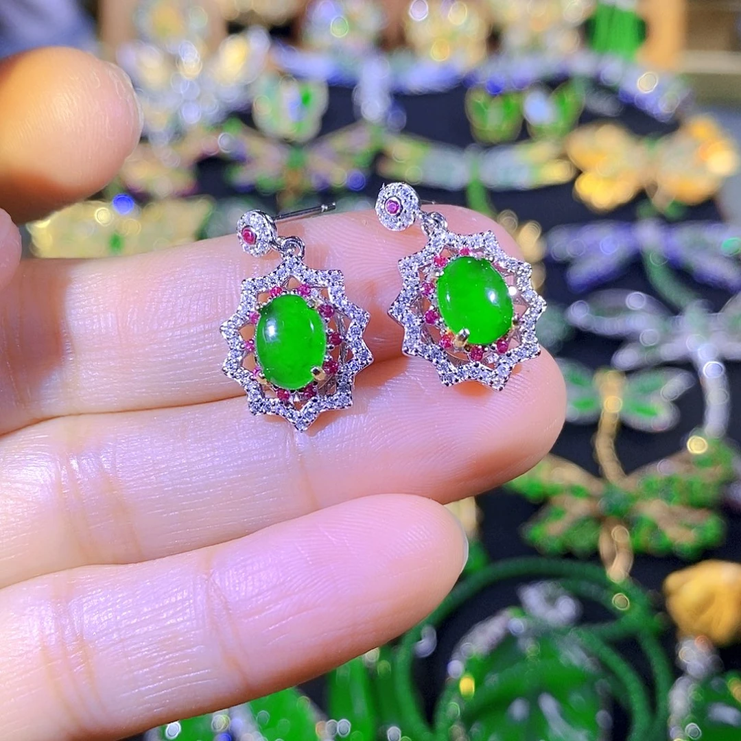 吊坠(不含链)银S925镶嵌翡翠