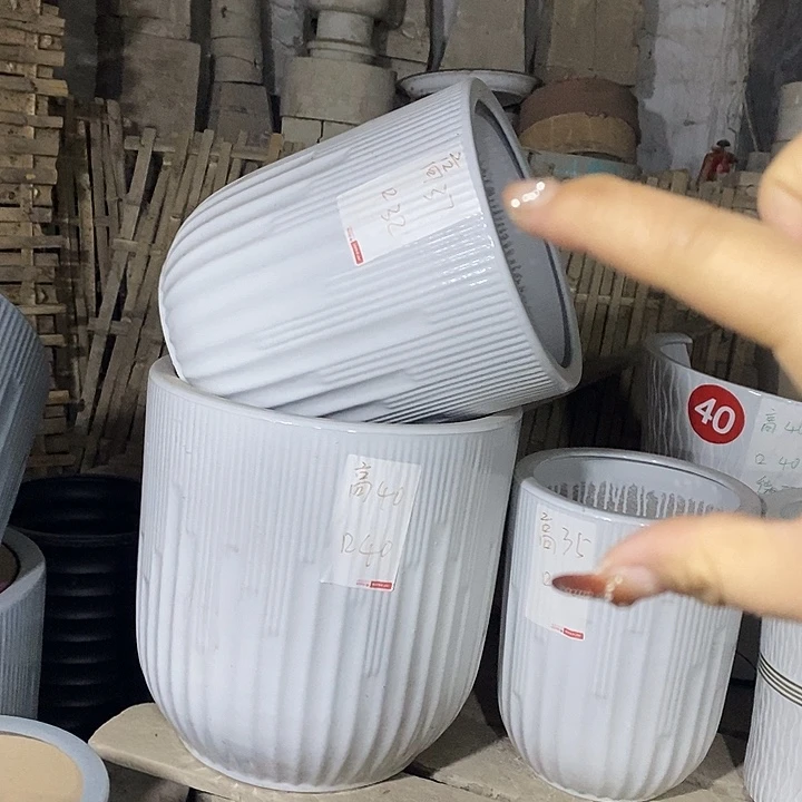 高温烧制特价一套三个盆陶瓷花盆