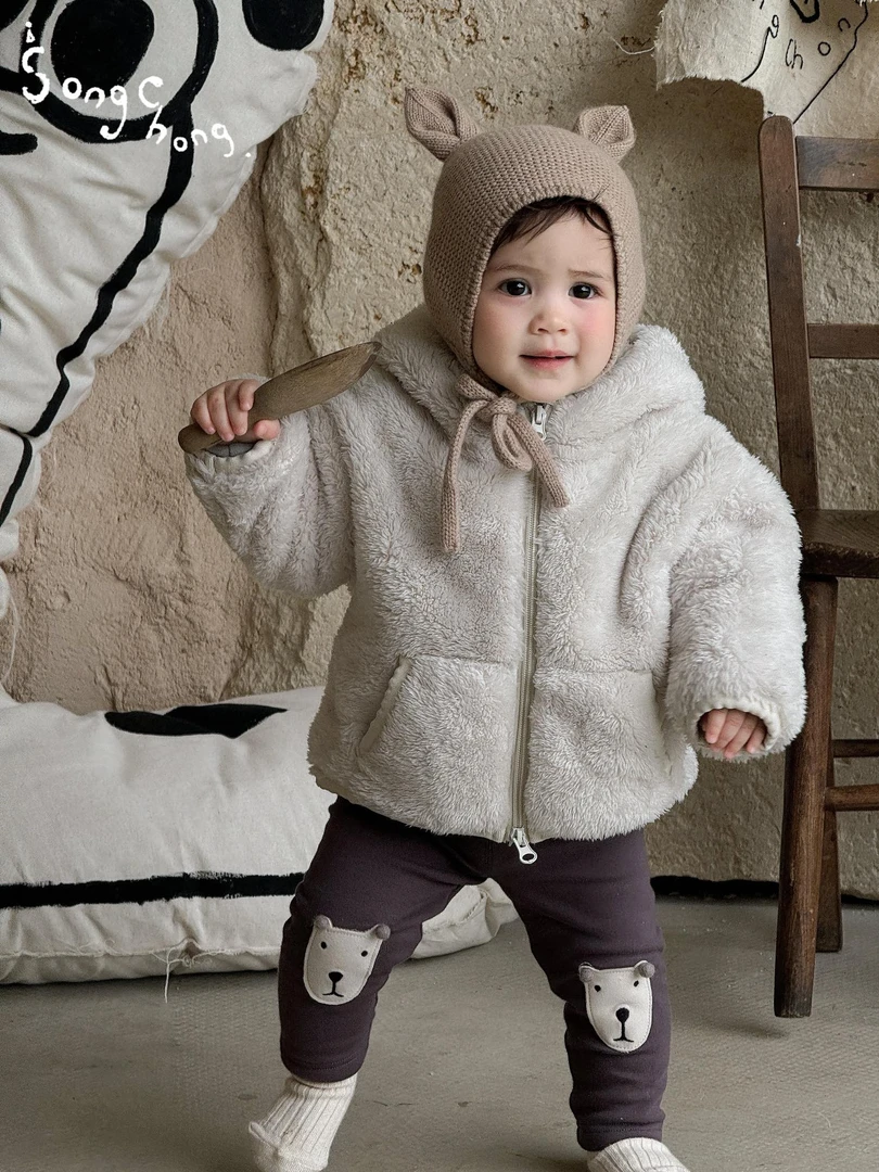 SC--25693--小熊毛毛外套--米色--NO退NO换