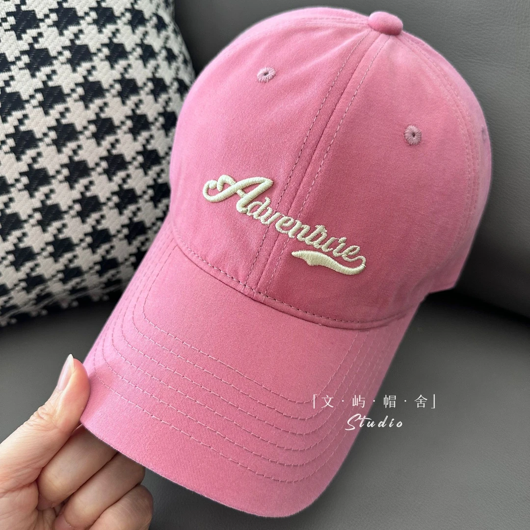 2025新款刺绣字母大檐大头围棒球帽显脸小软顶休闲百搭简约鸭舌帽