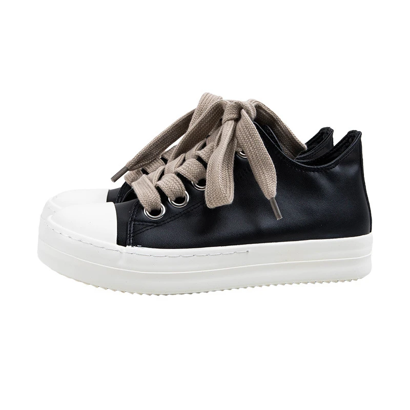 白鹿鞋业舒适休闲百搭低帮休闲板鞋2025新款超纤皮厚底男女同款鞋