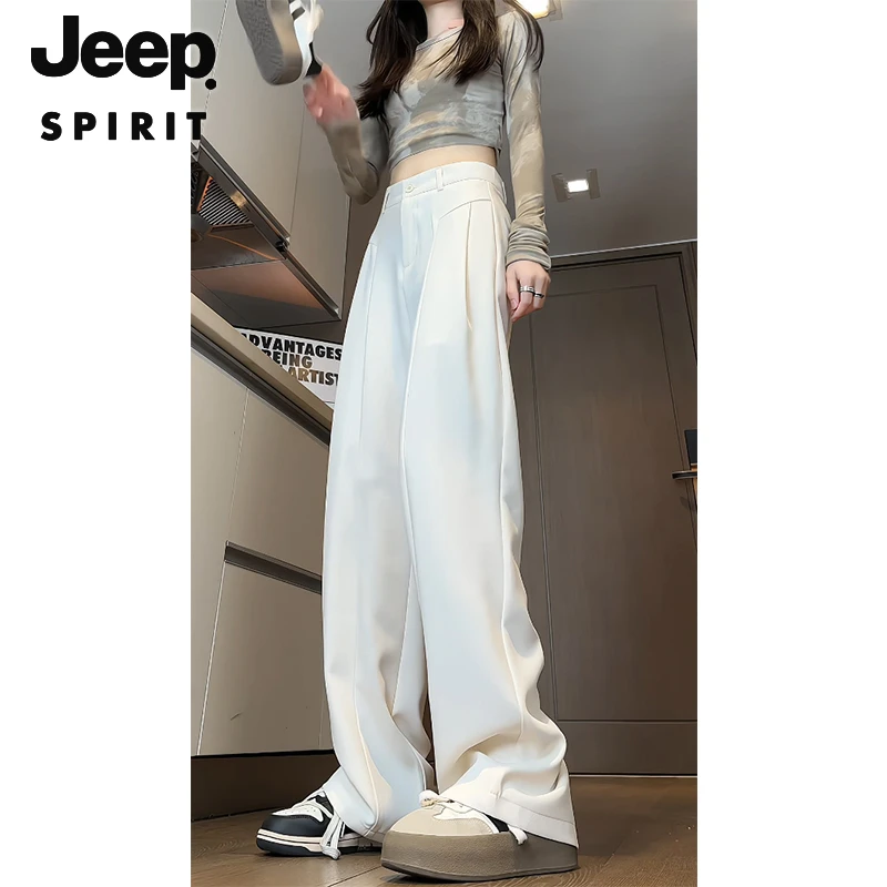 JEEPSPIRIT 吉普时尚 春夏美式休闲cleanfit西裤女宽松垂感直筒裤