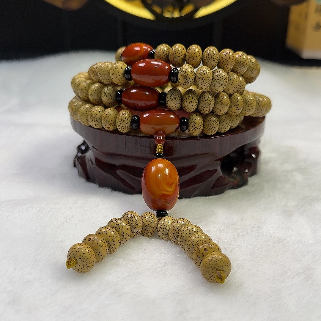 海南星月菩提原生态尺寸13*9玄月苹果珠108颗长串文玩串