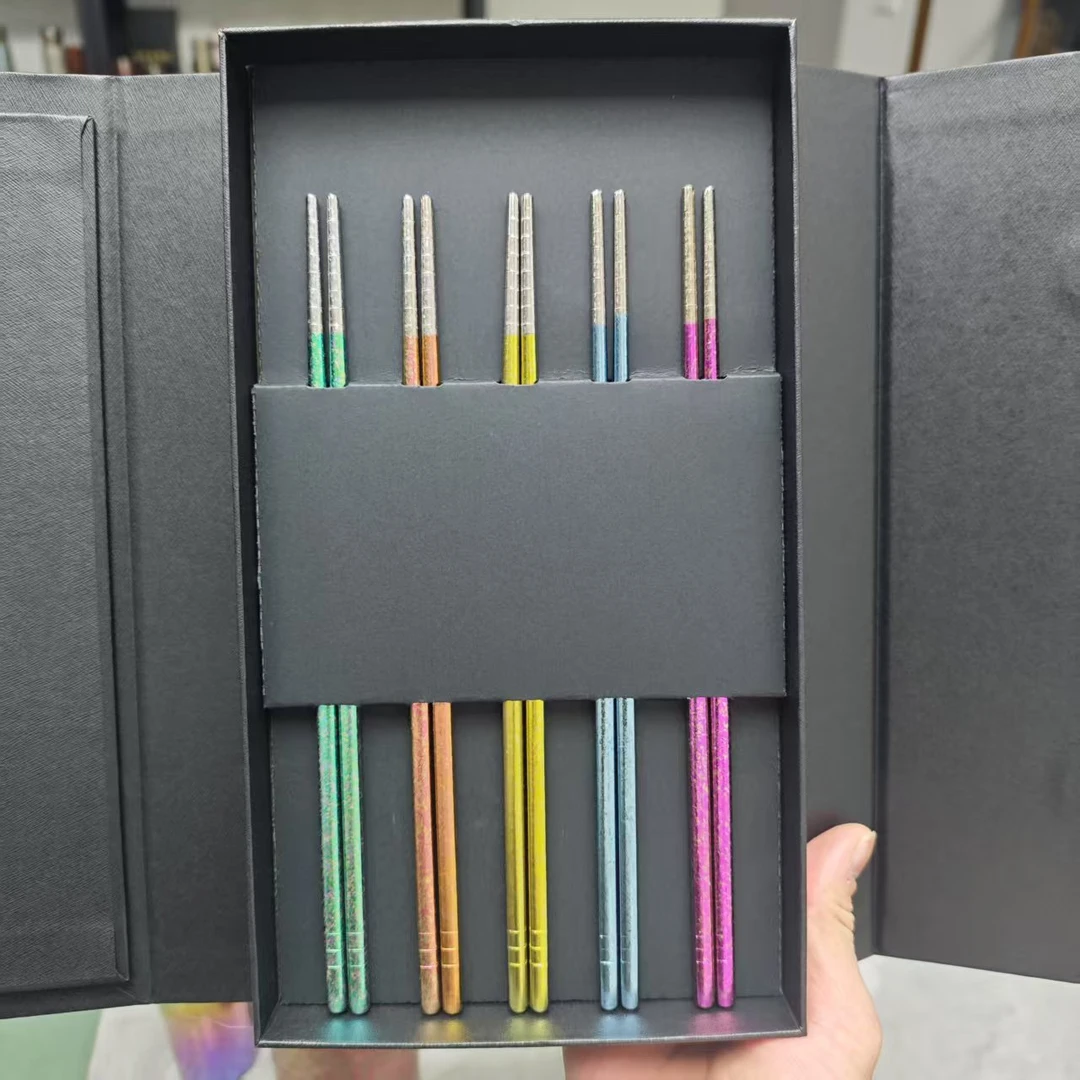 [厂家直销]纯钛筷子套装7寸6上方下圆高档家用耐高温防霉防滑Ti家