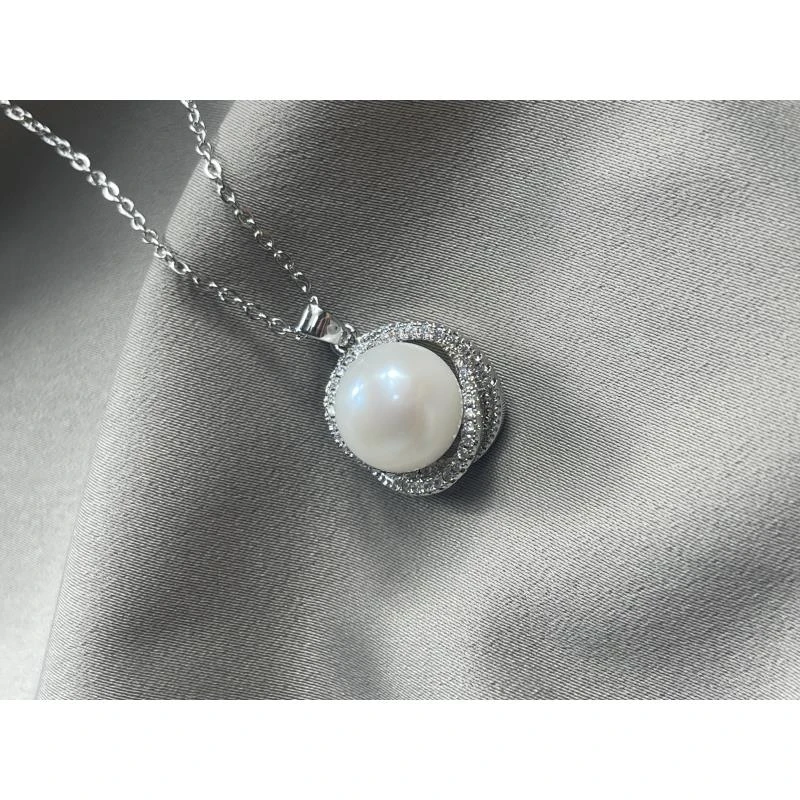 47天然珍珠环环相扣白色吊坠