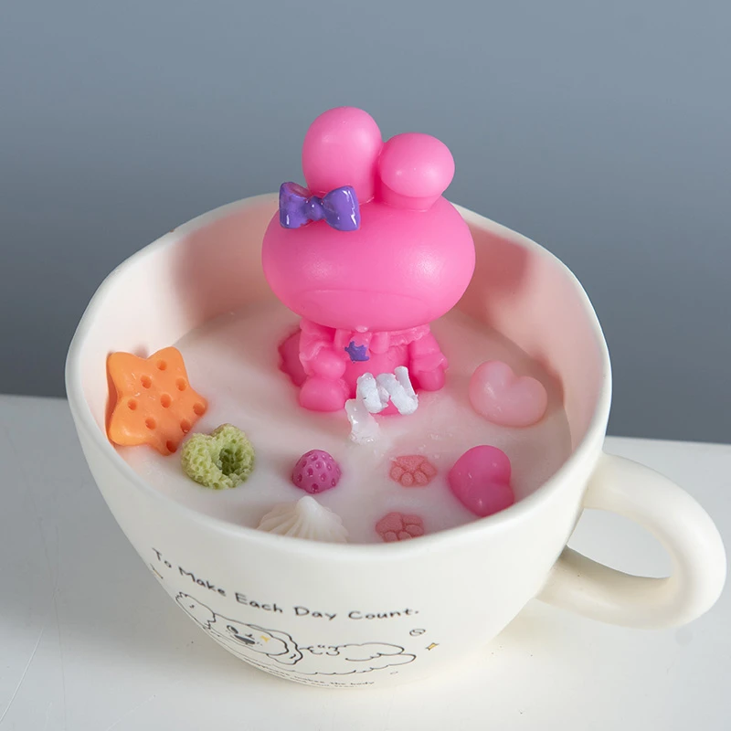 【直播间现货】手作香薰蜡烛 玫红兔子奶黄杯 少女梦境