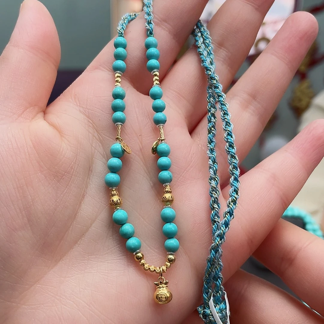 绿松石颈饰18K金镶嵌