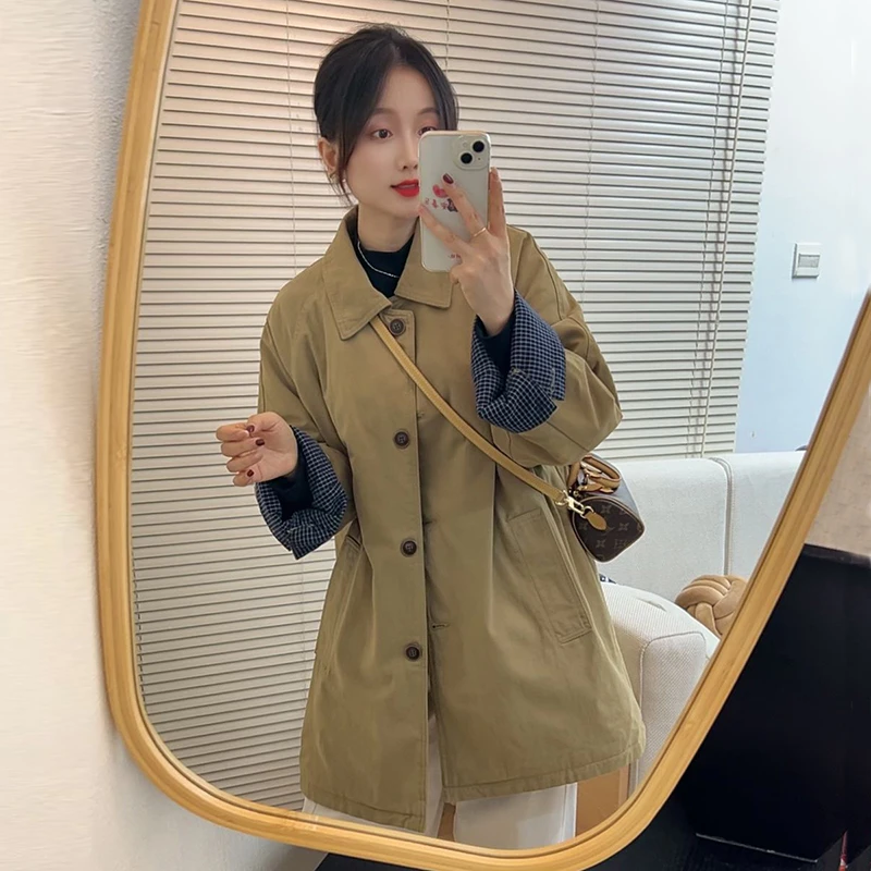复古工装棉服女高级感休闲宽松百搭棉衣冬季加厚保暖夹棉大衣外套