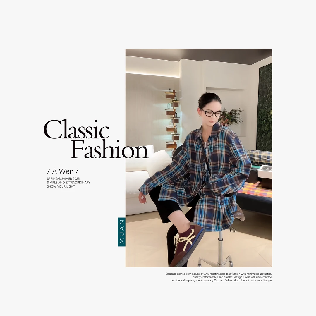 《中古懒人衬衫》“中古系列”定制撞色衬衫上衣女DS-9091