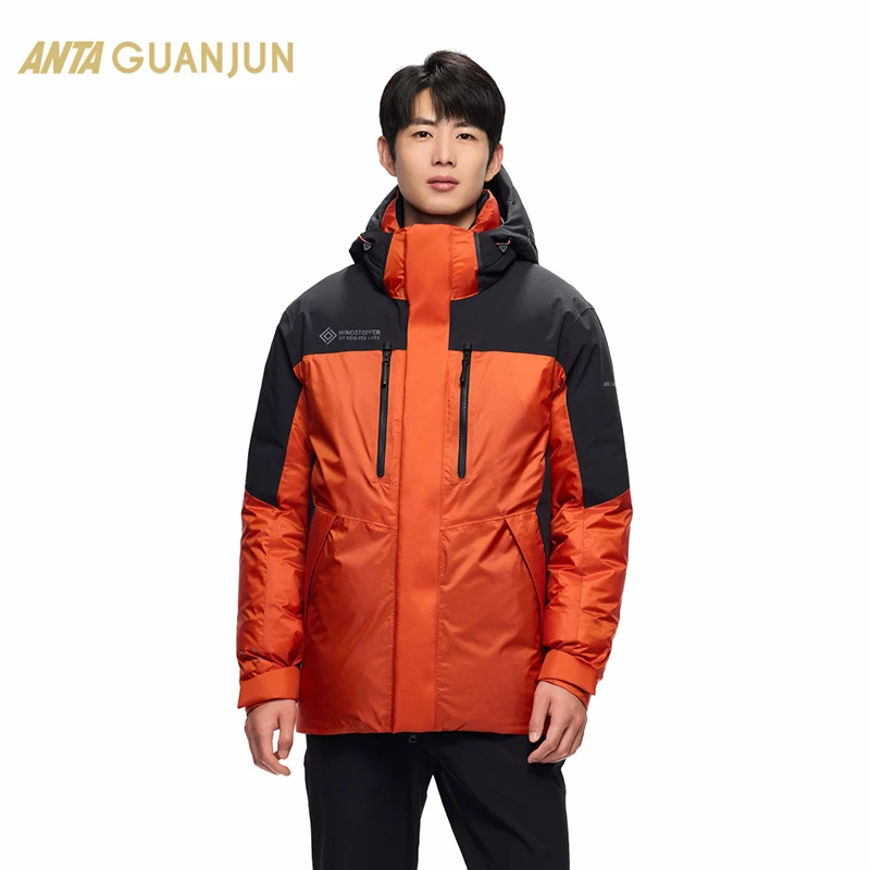 安踏冠军GORETEX白标羽绒服男款冬季户外连帽加厚保暖鹅绒外套