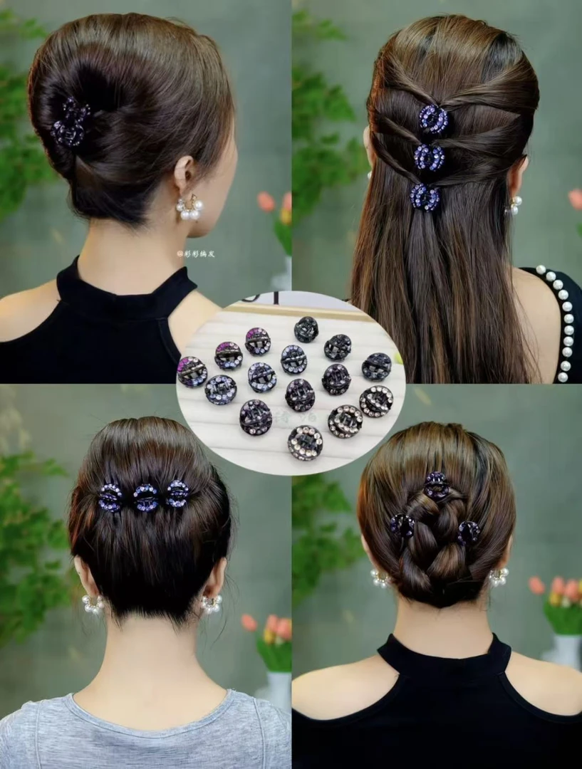 诗泊雅 优雅气质闪闪花朵中小号发夹头发夹子