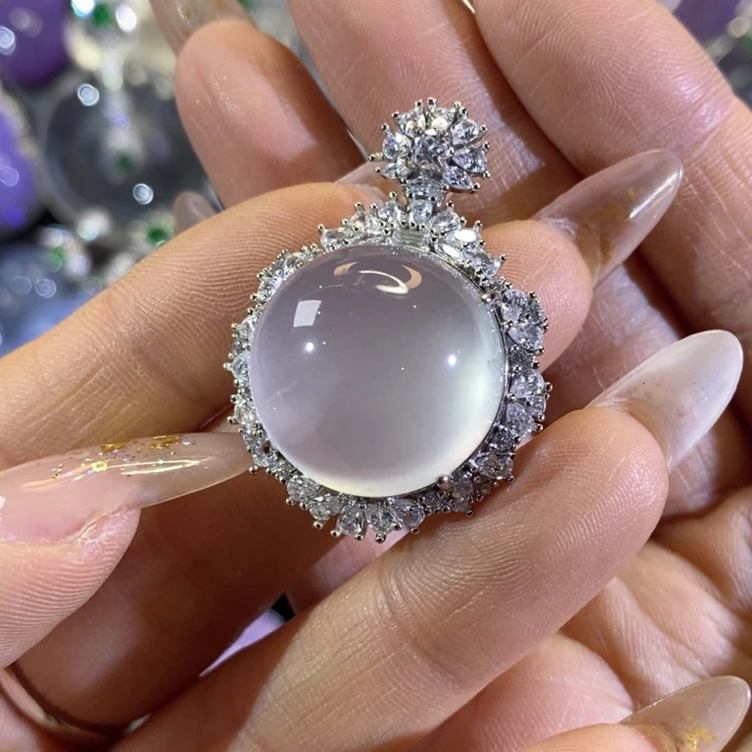 石英质玉银S925镶嵌颈饰