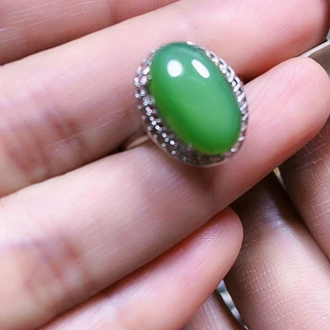 和田玉银S925镶嵌戒指