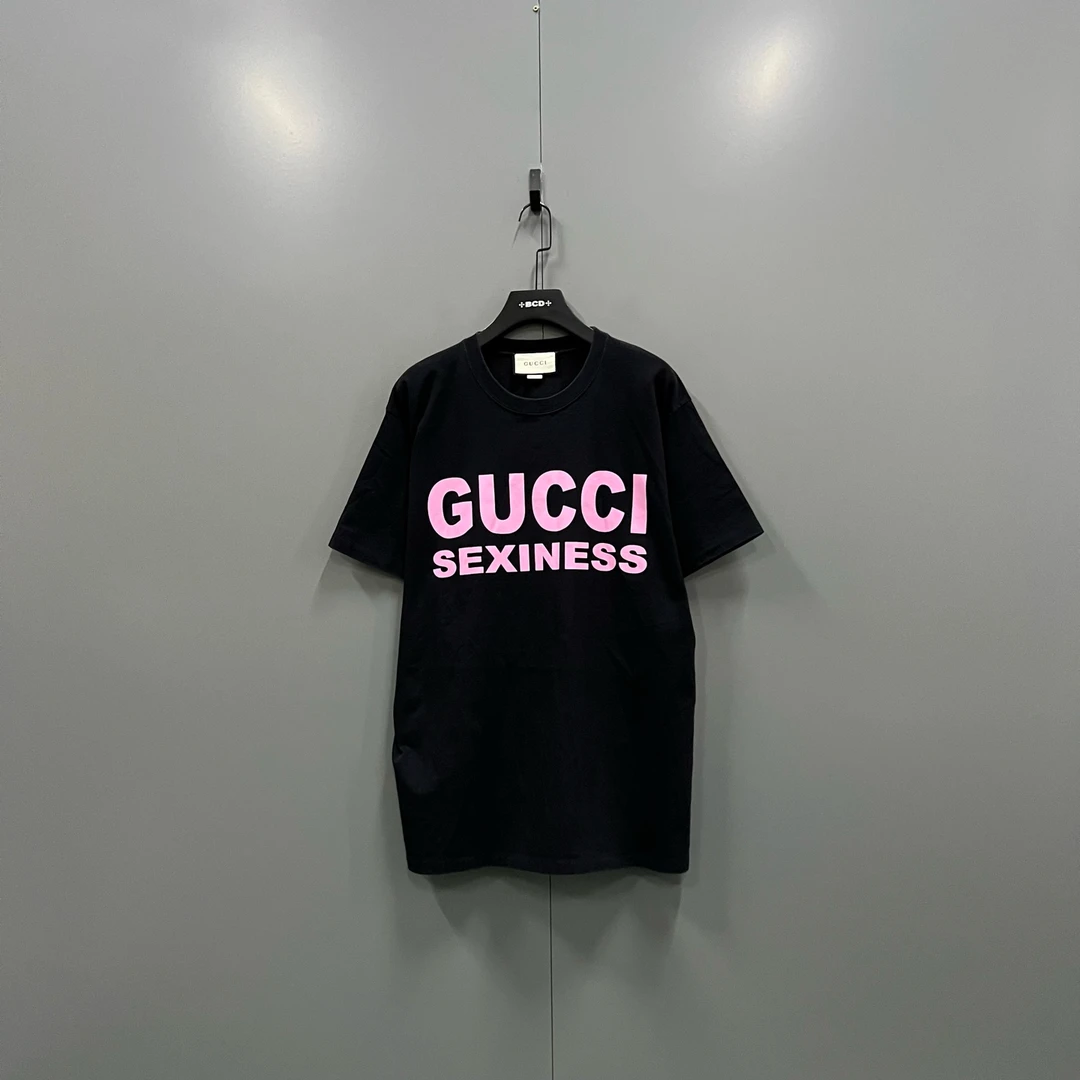 99新 GUCCI/古驰 h926 正面粉色字母短袖 M码 101668