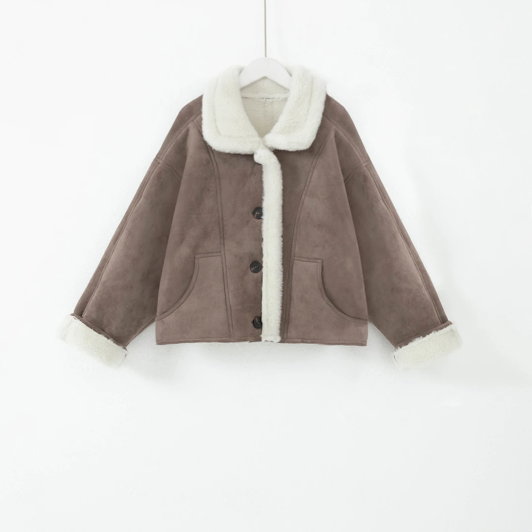 几里与麻 气质百搭透气加厚保暖外套 衣长53 胸围125 2103054