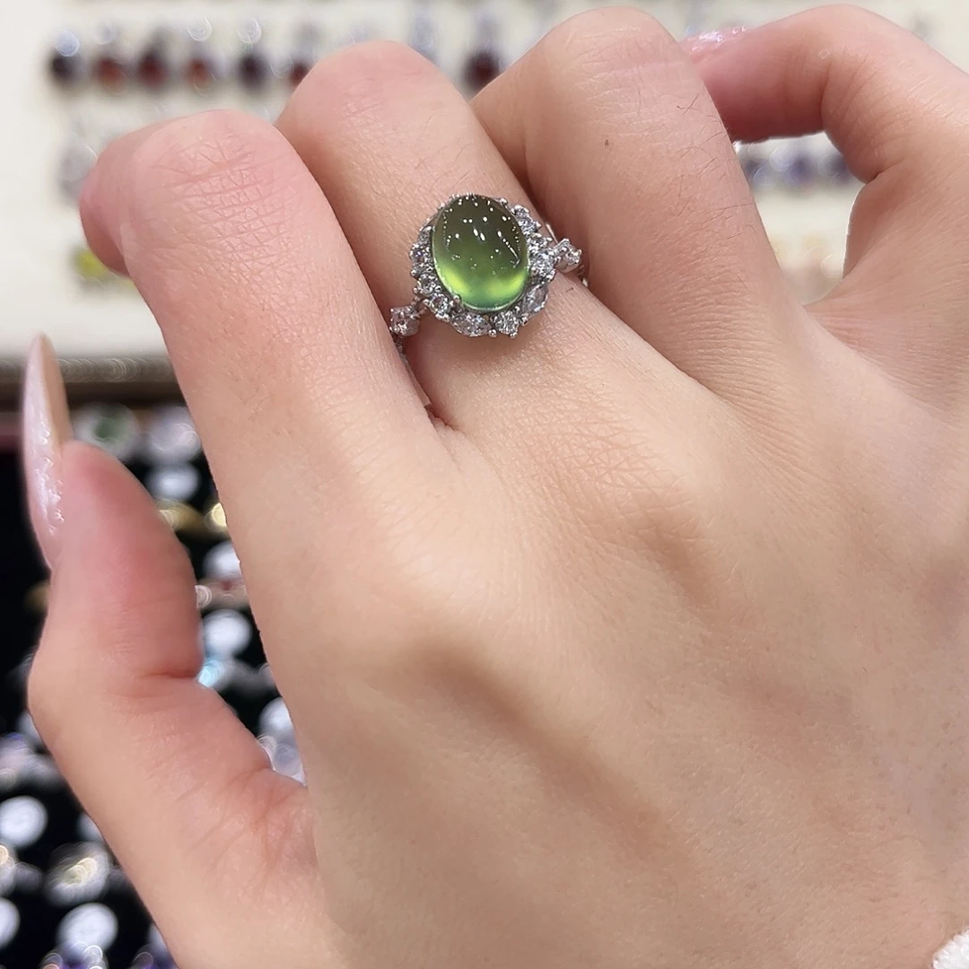 岫玉银S925镶嵌戒指