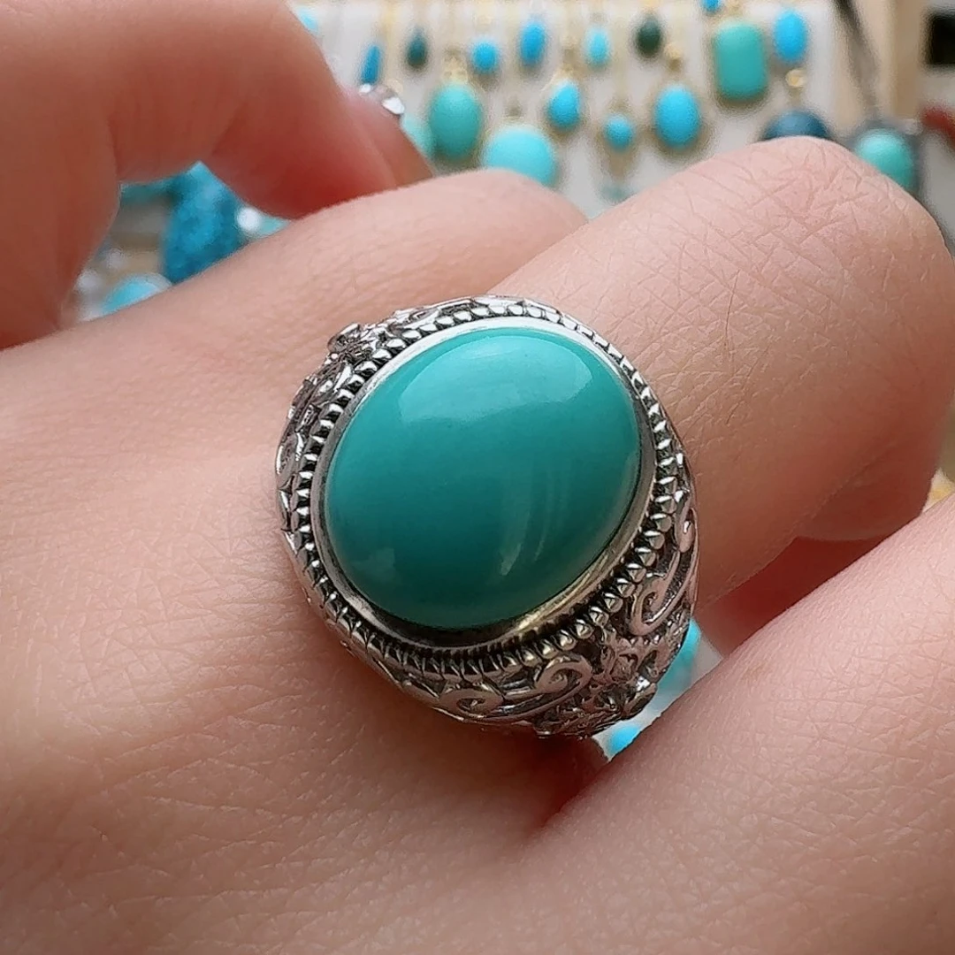 绿松石珠宝奇石银S925镶嵌Y****雨