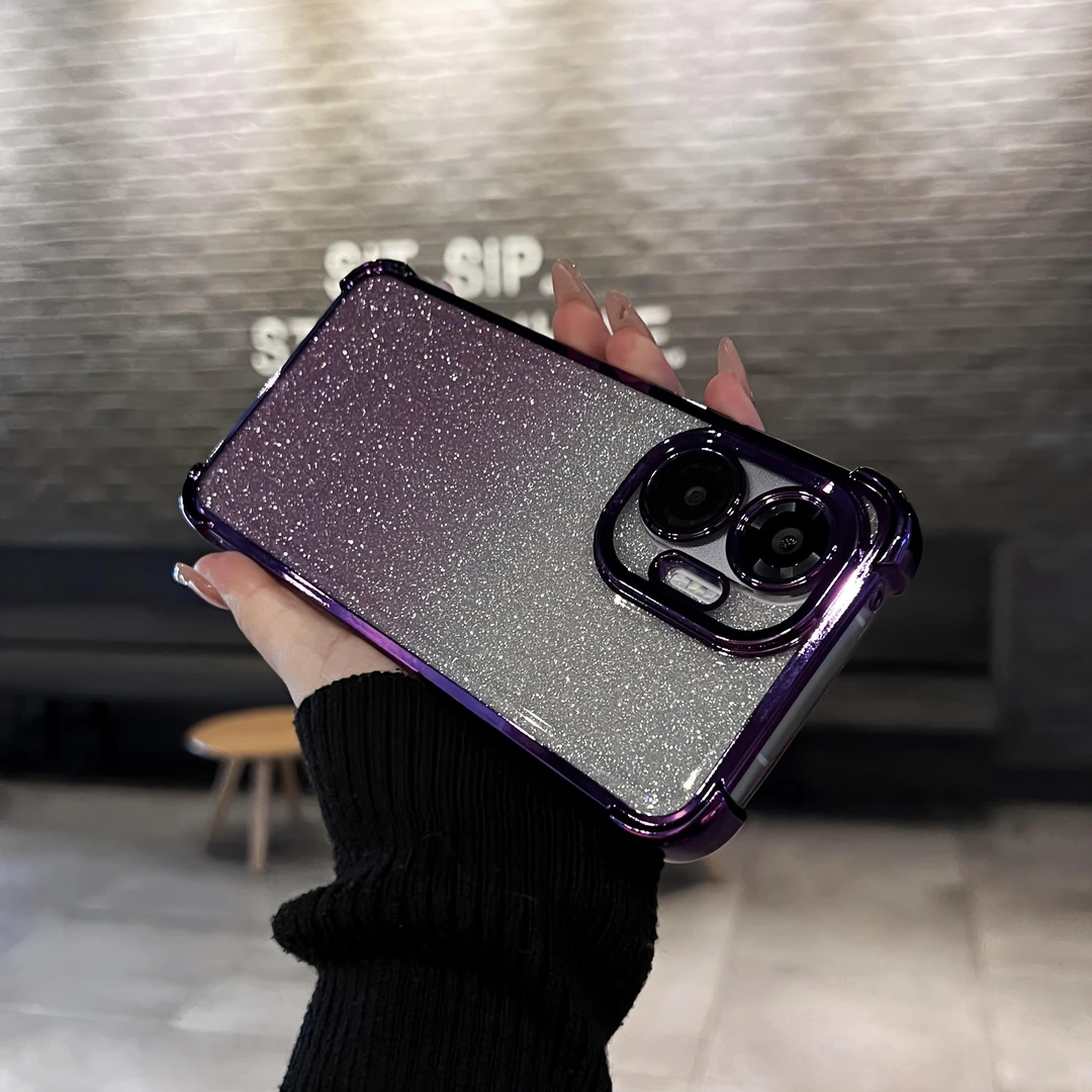 电镀四角防摔适用红米turbo4Pro闪粉手机壳自带镜头膜保护套软壳