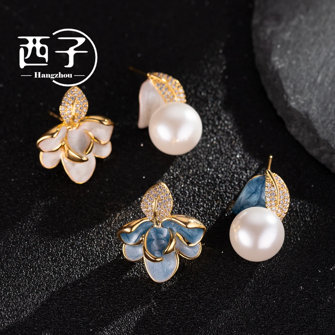 西子饰品镀18K金【花好月圆耳坠N】仲夏花朵2025新品925银针防敏女