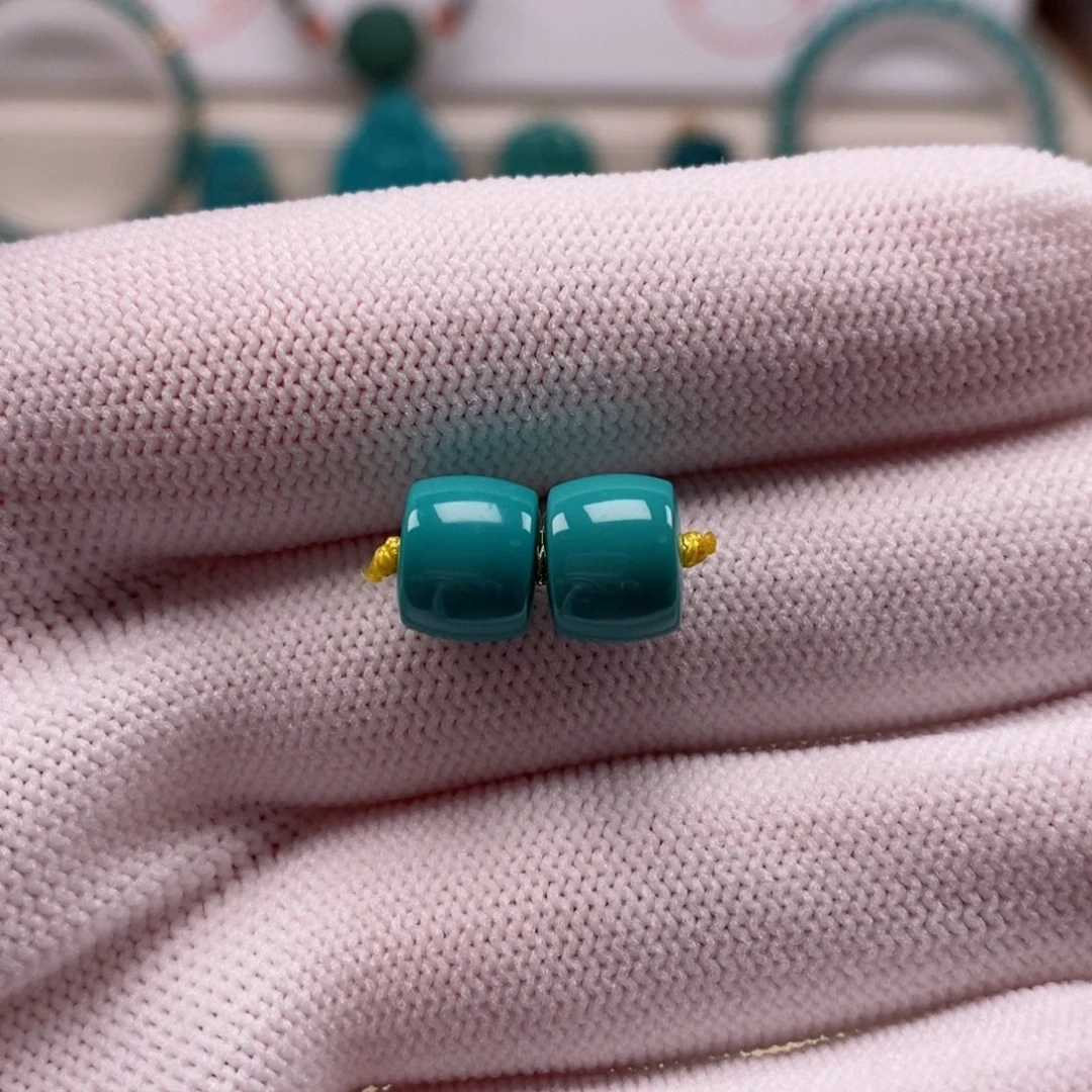 绿松石未镶嵌直切对珠9x7mmAA823