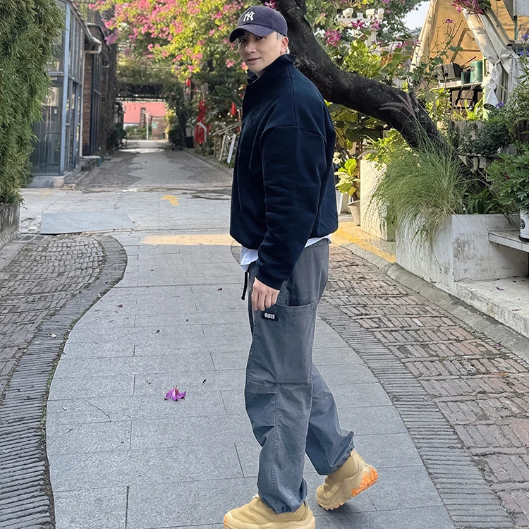 【0511新款】四季宽松直筒百搭休闲多功能水洗多口袋工装休闲裤A063