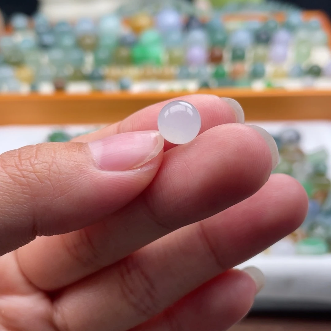 翡翠散珠天然缅甸翡翠a货白冰7.9