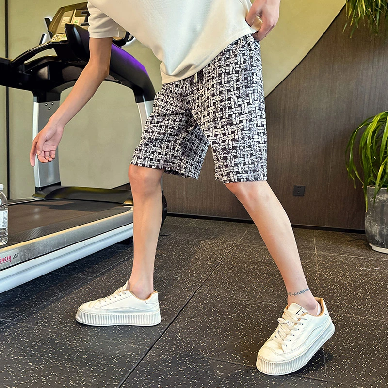 格子男士短裤2025新款夏季裤子潮牌痞帅时尚五分裤宽松直筒中裤子