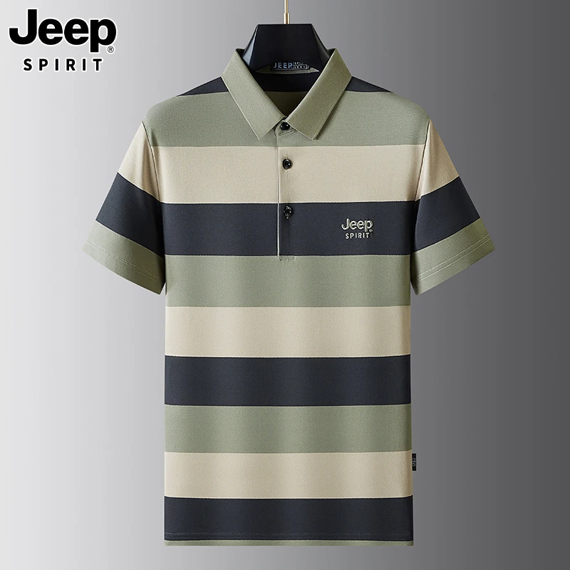 JEEPSPIRIT吉普男士夏季新款短袖T恤POLO衫半袖休闲中年商务翻领