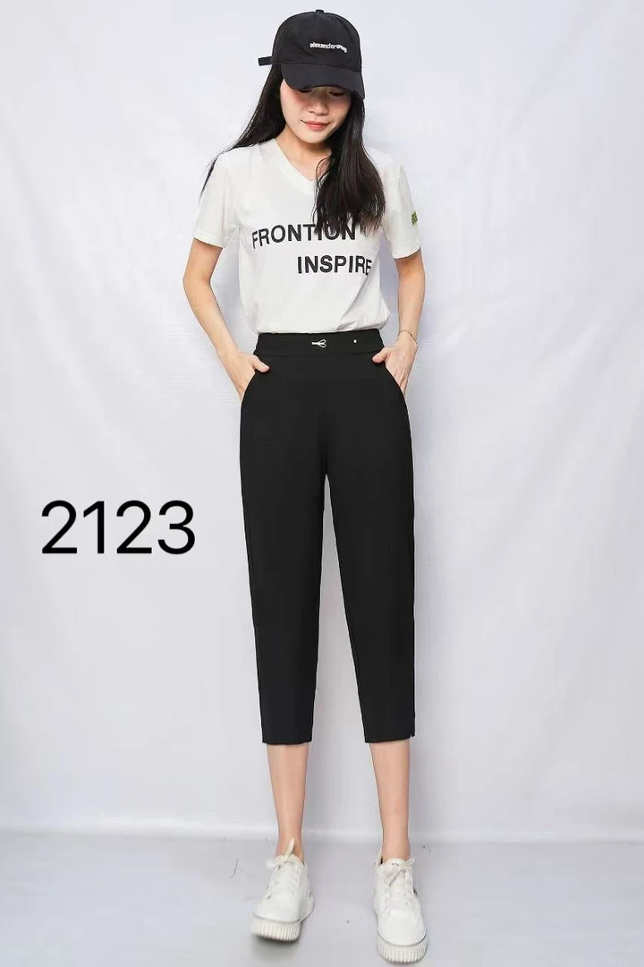 【衣联服饰】精品妈妈款夏季高腰七分裤2123