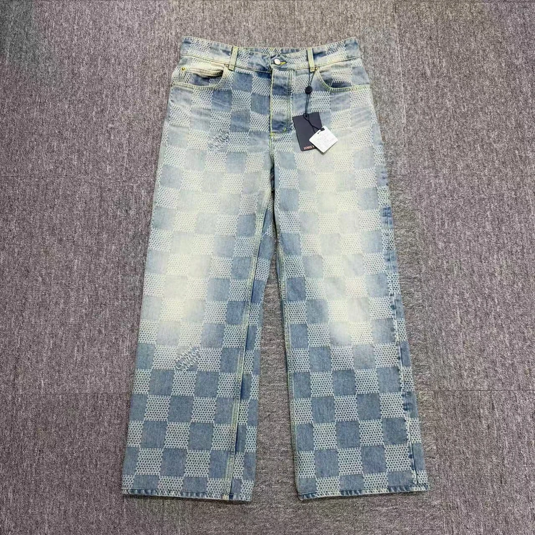 99新 LouisVuitton/路易威登  菲董棋盘格牛仔裤/32码/编码12658