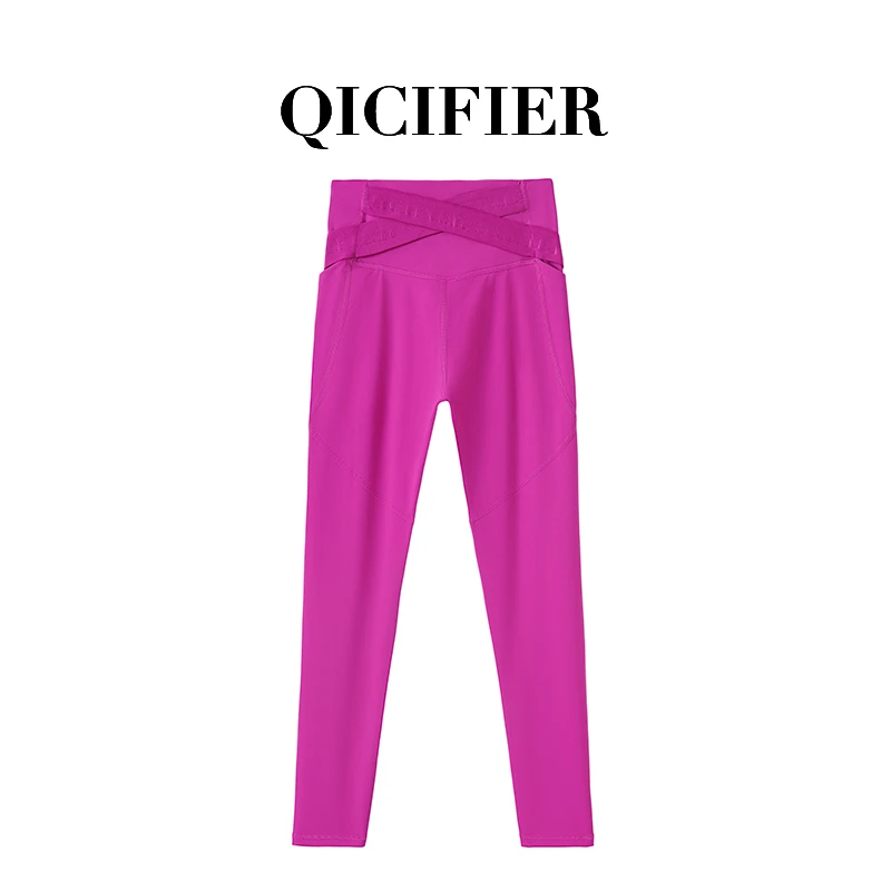 树莓色 美式小蛮腰 轻量氧气裸感运动瑜伽长裤 2934